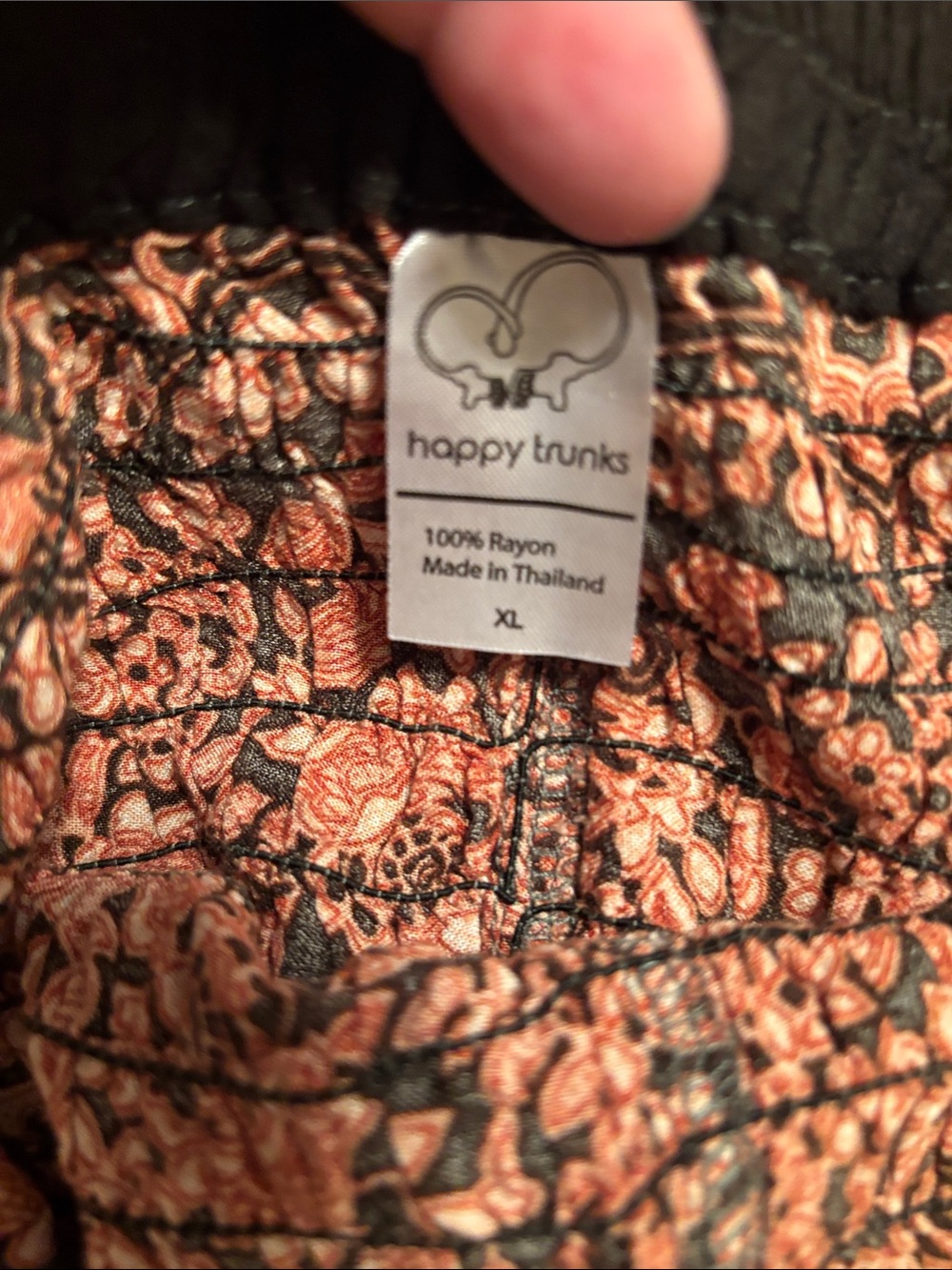 Smocked Waist Boho Harem Joggers in Olive & Coral - Picture 7 of 7